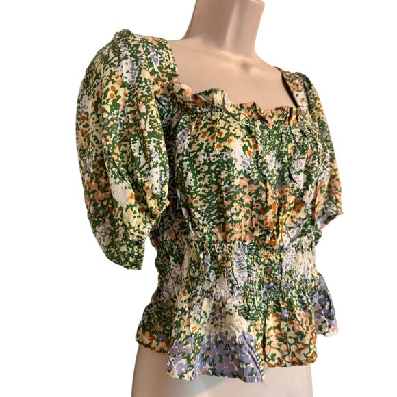 Cynthia Rowley Size Small Crop Top Balloon Puff Short Sleeve NWT - Picture 2 of 8